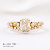 Wisteria Ring, Oval Rose Cut Diamond