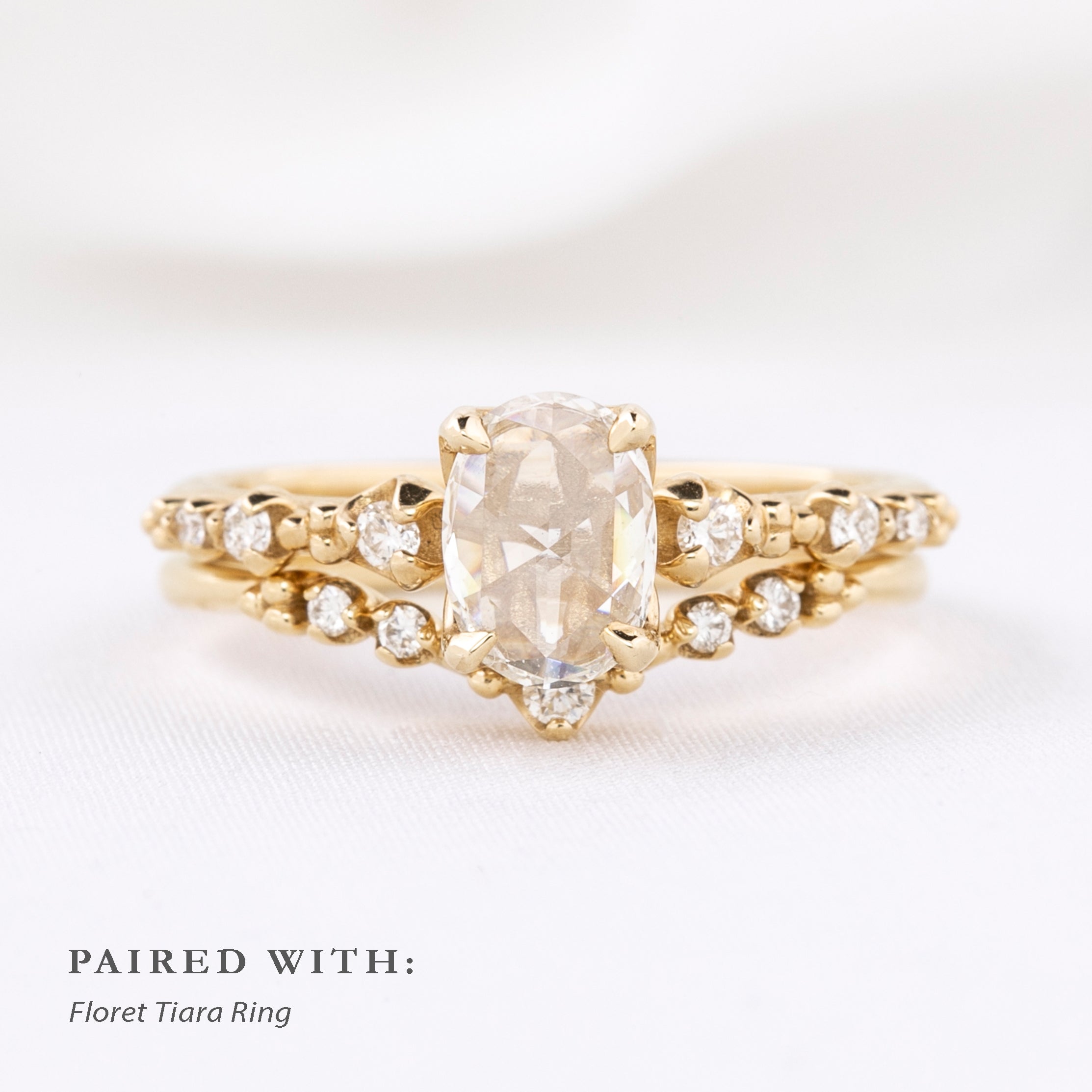 Wisteria Ring, Oval Rose Cut Diamond