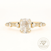 Wisteria Ring, Oval Rose Cut Diamond