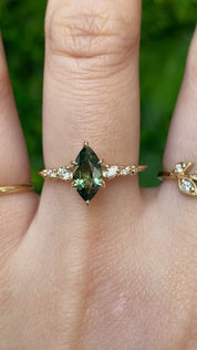 Estel Fleur Ring, Green Madagascar Sapphire