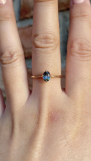 Alice Ring, 0.60ct Blue Green Sapphire