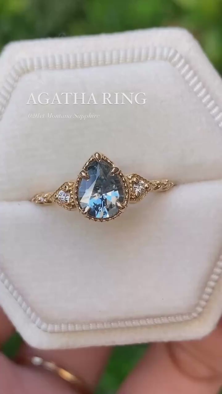 Agatha Ring, 0.91ct Blue Montana Sapphire
