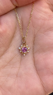 Halo Heart Pink Sapphire Charm