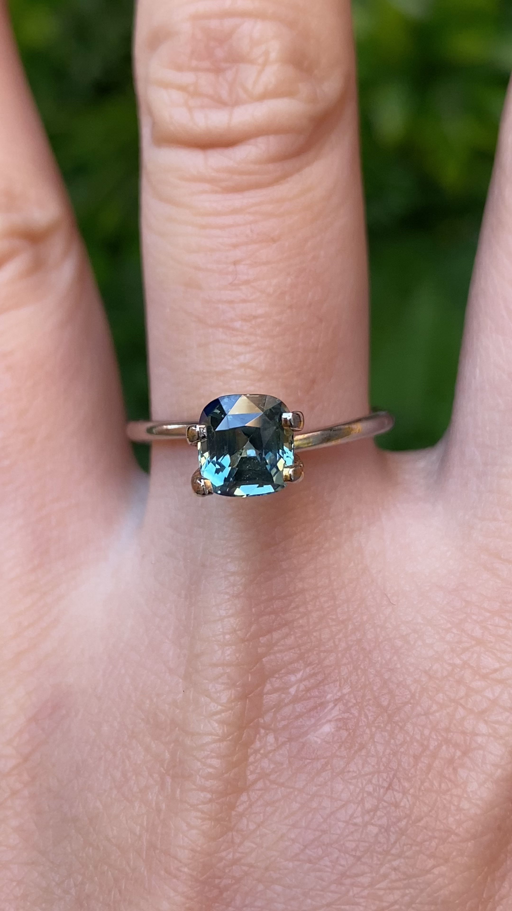 1.92ct Cushion Cut Teal Blue Madagascar Sapphire SF478