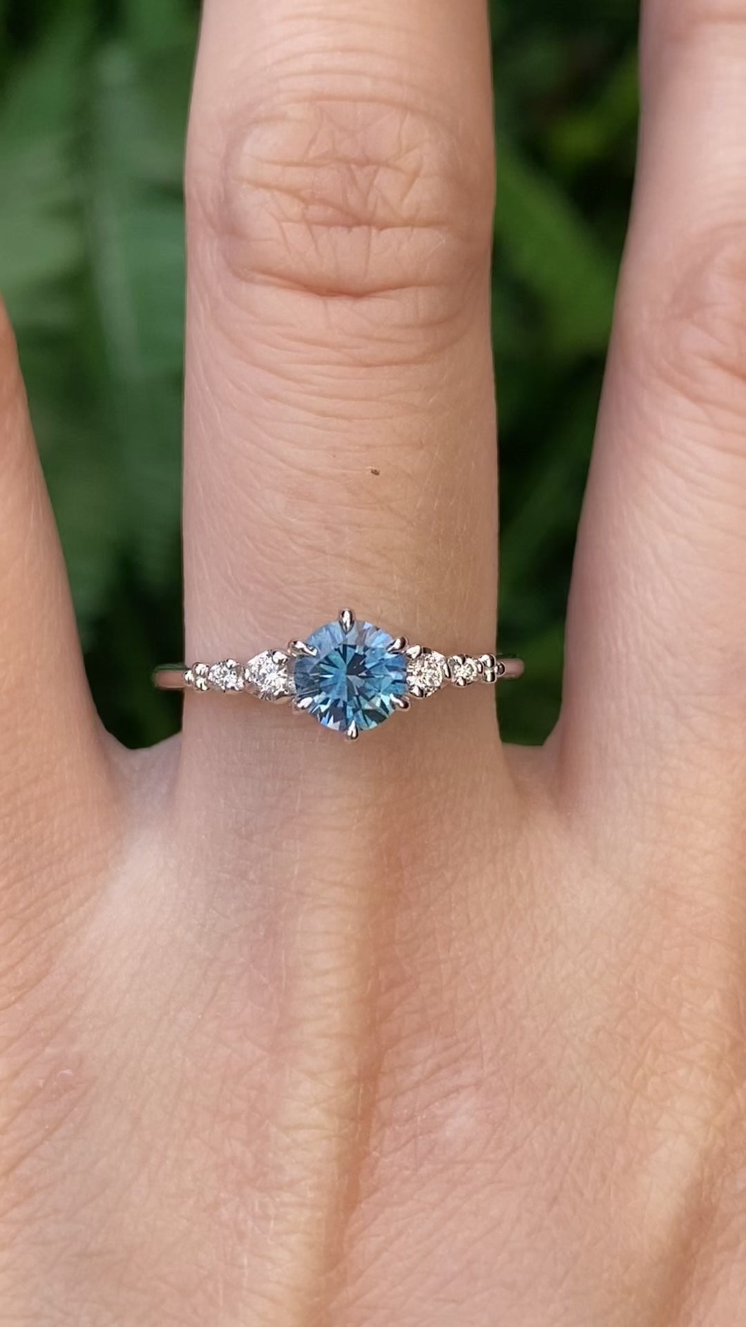 Estel Fleur Six Prongs Ring 0.72ct Blue Montana Sapphire, 14k White Gold (One of a kind)