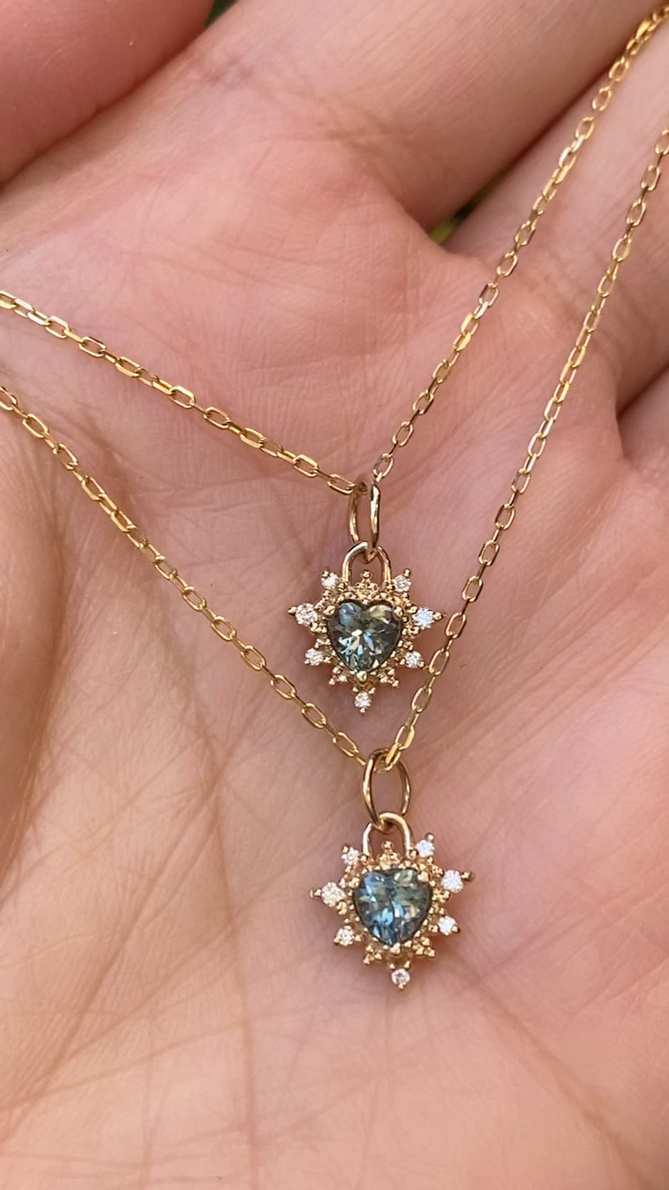 Halo Heart Green Sapphire Charm