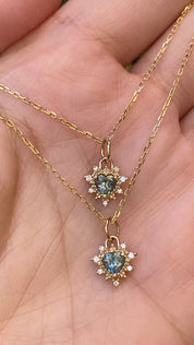 Halo Heart Green Sapphire Charm