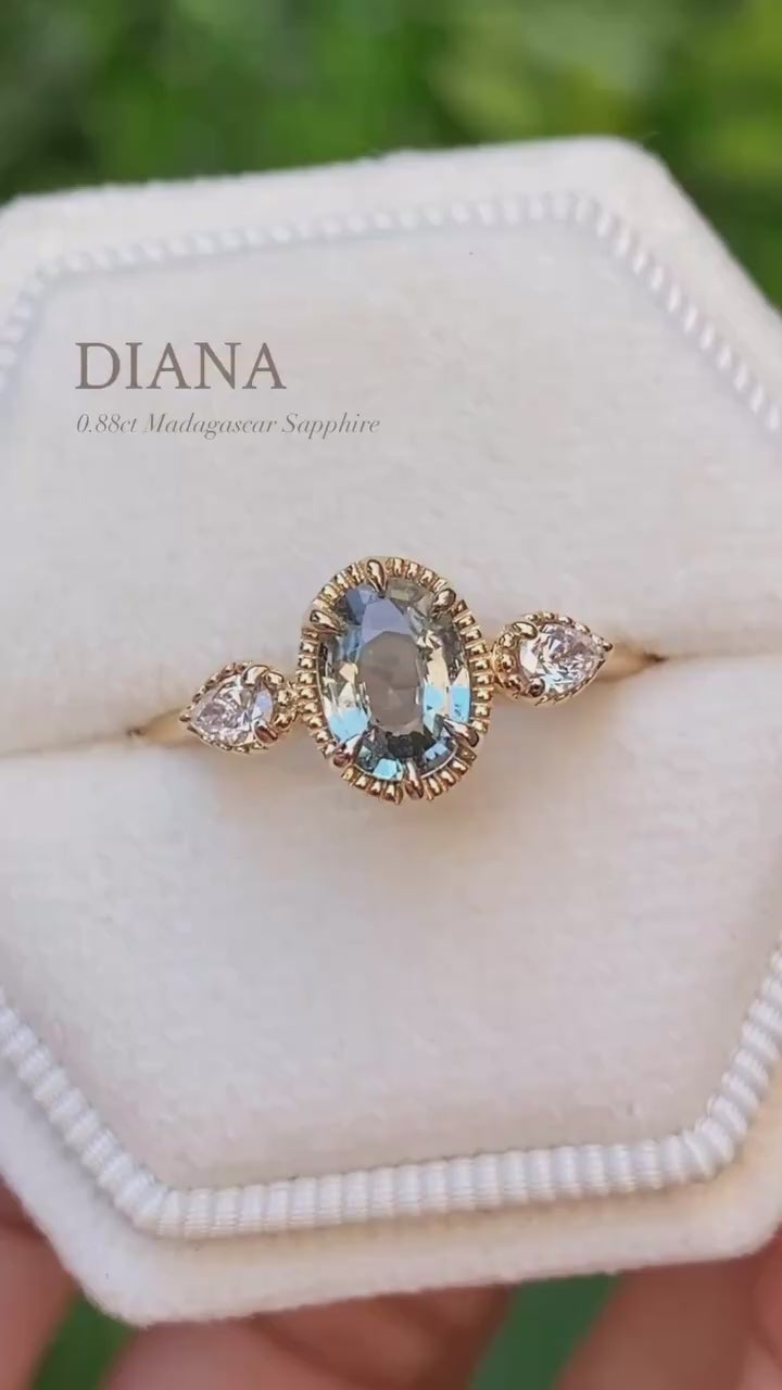 Diana Ring, 0.88ct Green Madagascar Sapphire