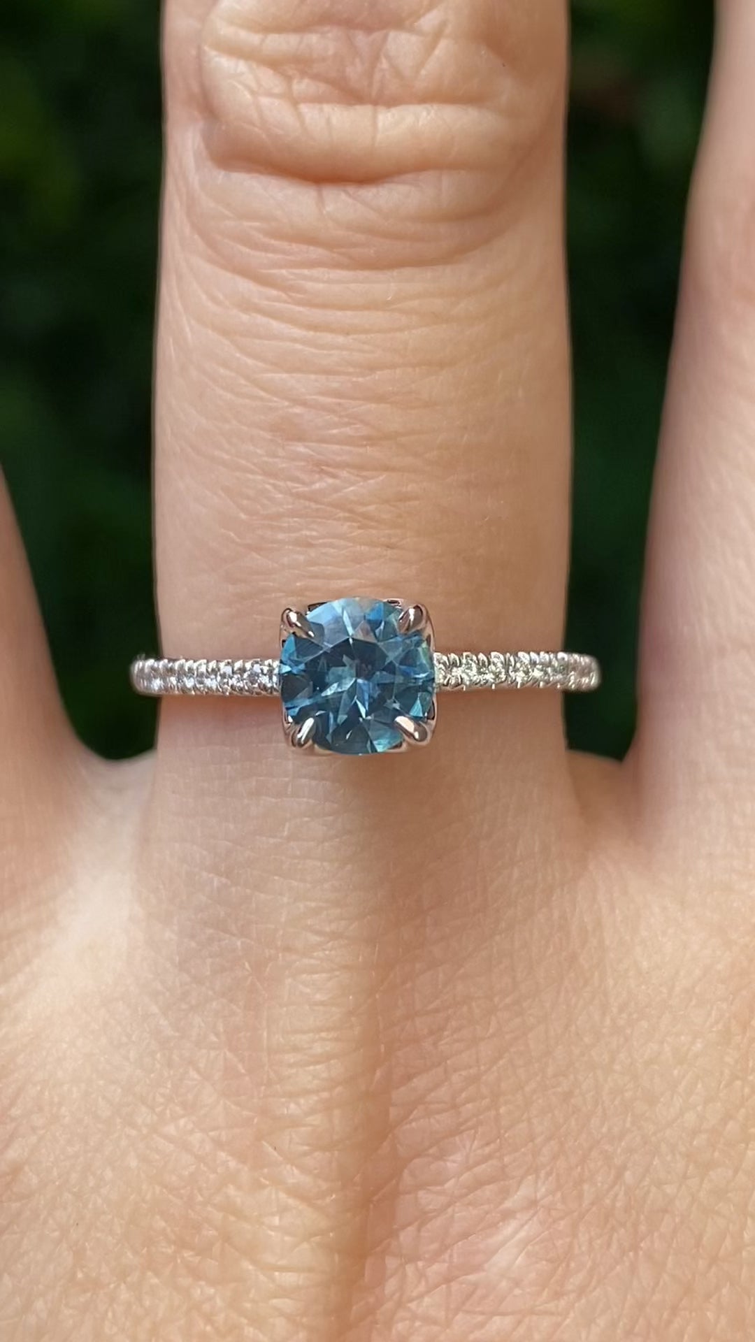 【一点物】マリアリング ・1.03ct・加熱モンタナ産ブルーサファイア・K14WG