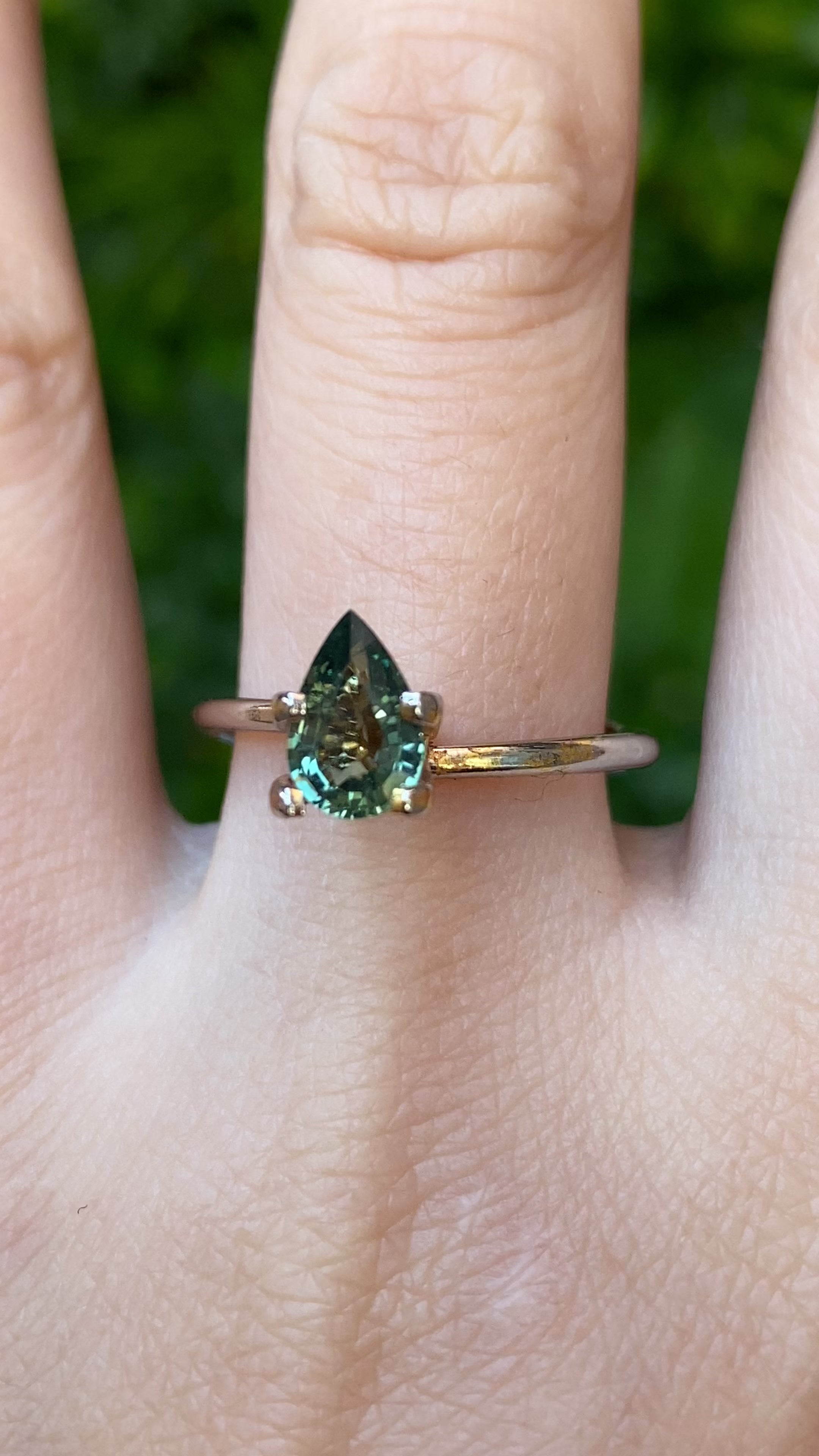 1.03ct Pear Cut Green Madagascar Sapphire SF433