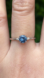 Sofia Ring 0.77ct Blue Montana Round Sapphire, 14k White Gold (One of a kind)