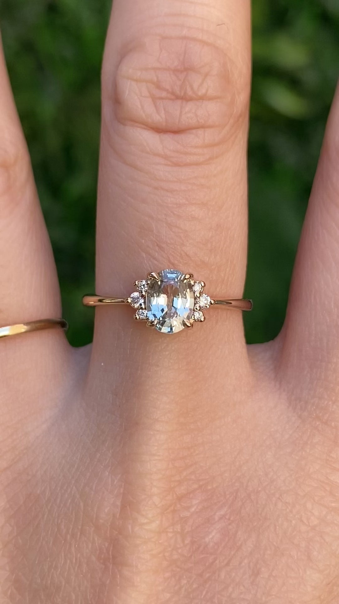 Lena Ring, 0.89ct Light Green Madagascar Sapphire
