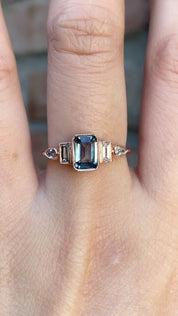 Edith Ring 0.96ct Light Blue Montana Sapphire, 14K Rose Gold (One of a kind)