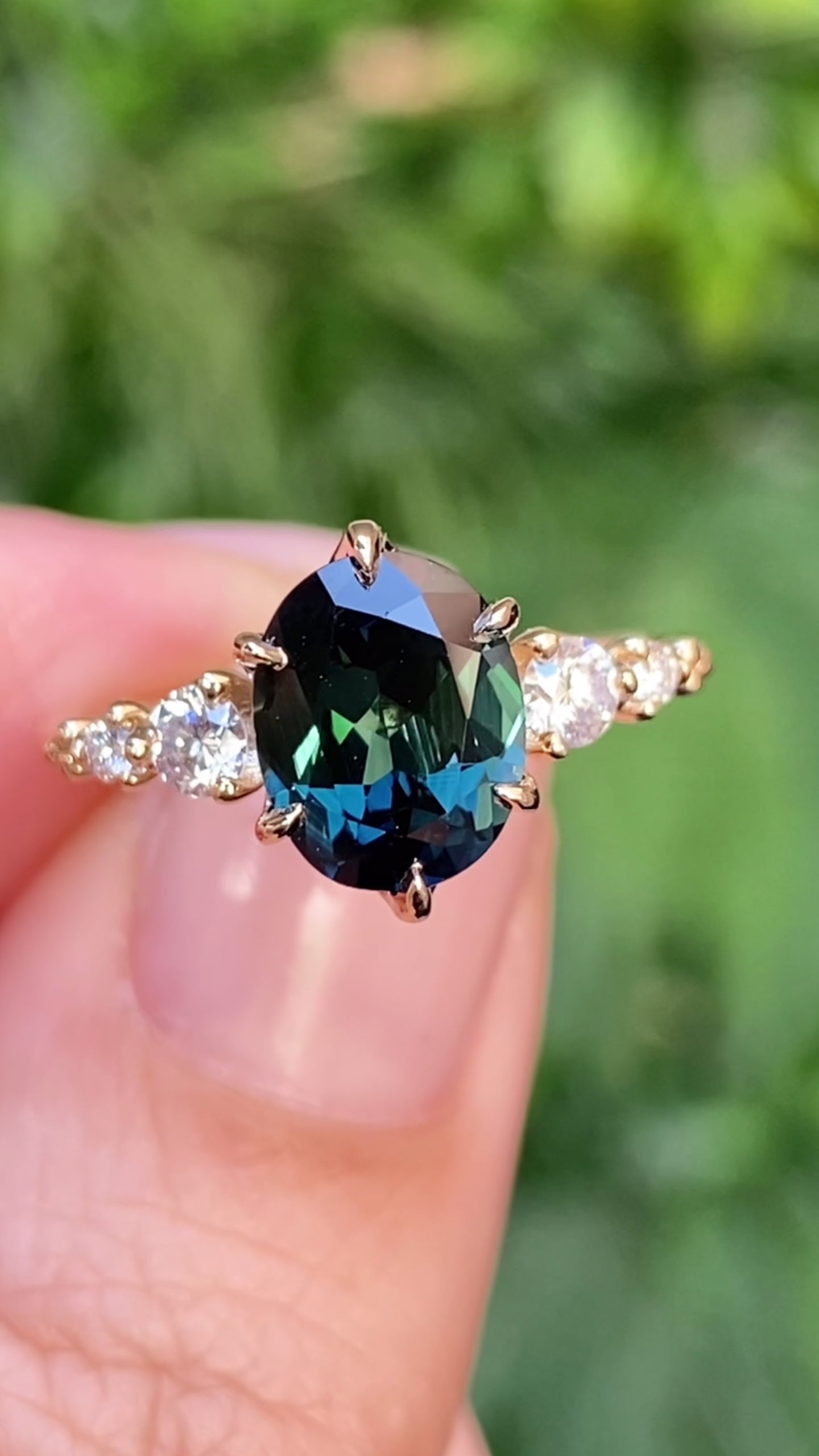 Estel Fleur Grand Ring, 2.31ct Blue Green Queensland Sapphire