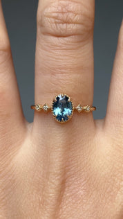 Stella Ring 1.02ct Blue Green Montana Sapphire Ring (One of a kind)