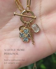 14K Gold Green Sapphire Four Heart Clover Charm