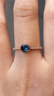 Sabrina Ring, 0.76ct Teal Blue Montana Sapphire, 14k Rose Gold