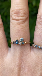 Five Stones Sapphire and Diamond Stardust Cluster Ring