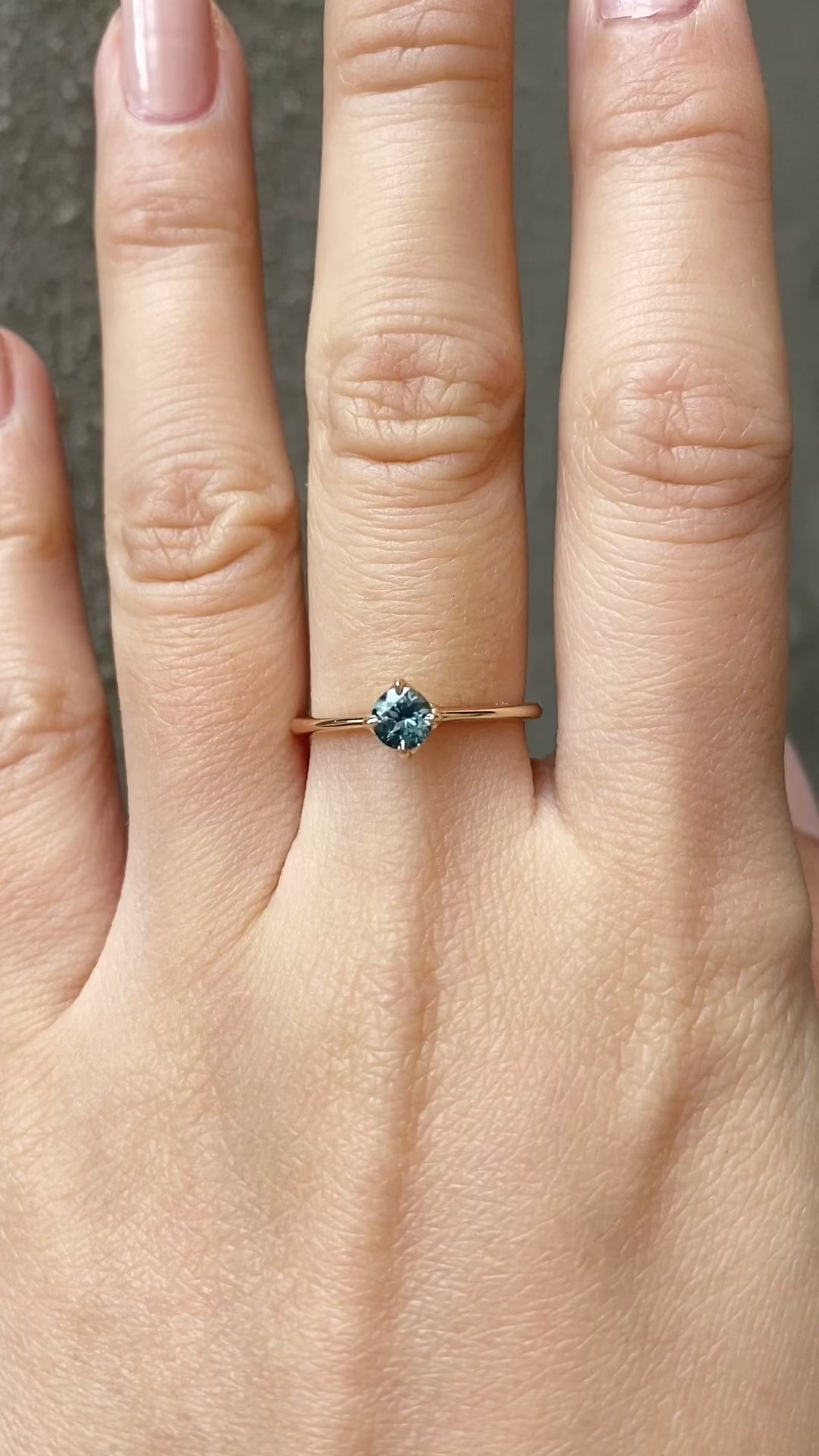 Alice Ring, 0.45ct Blue Green Montana Sapphire