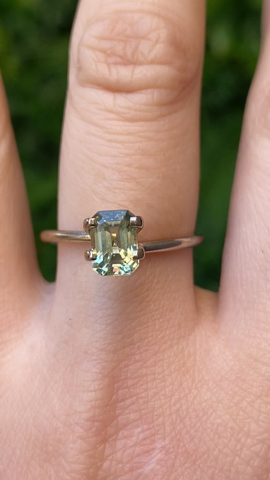 1.36ct Emerald Cut Light Blue Green Madagascar Sapphire SF523