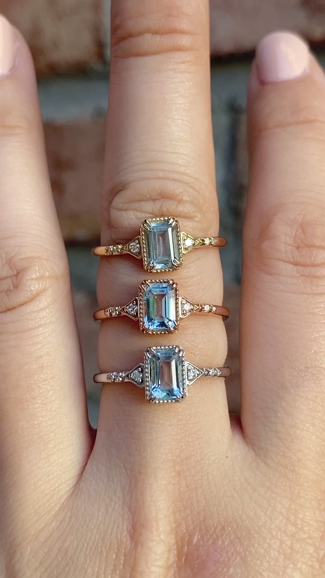 Agatha Ring 0.60ct Emerald Cut Aquamarine