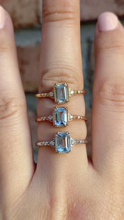 Agatha Ring 0.60ct Emerald Cut Aquamarine