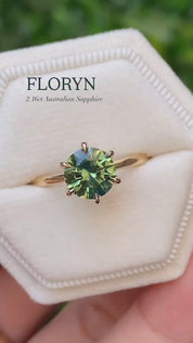 【一点物】フローリンリング ・1.58ct・加熱モンタナ産グリーンサファイア・K14YG