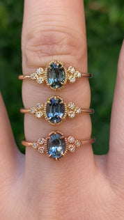 【即日配送】セリーヌリング ・0.60ct・モンタナ産ブルーグリーンサファイア・K14YG