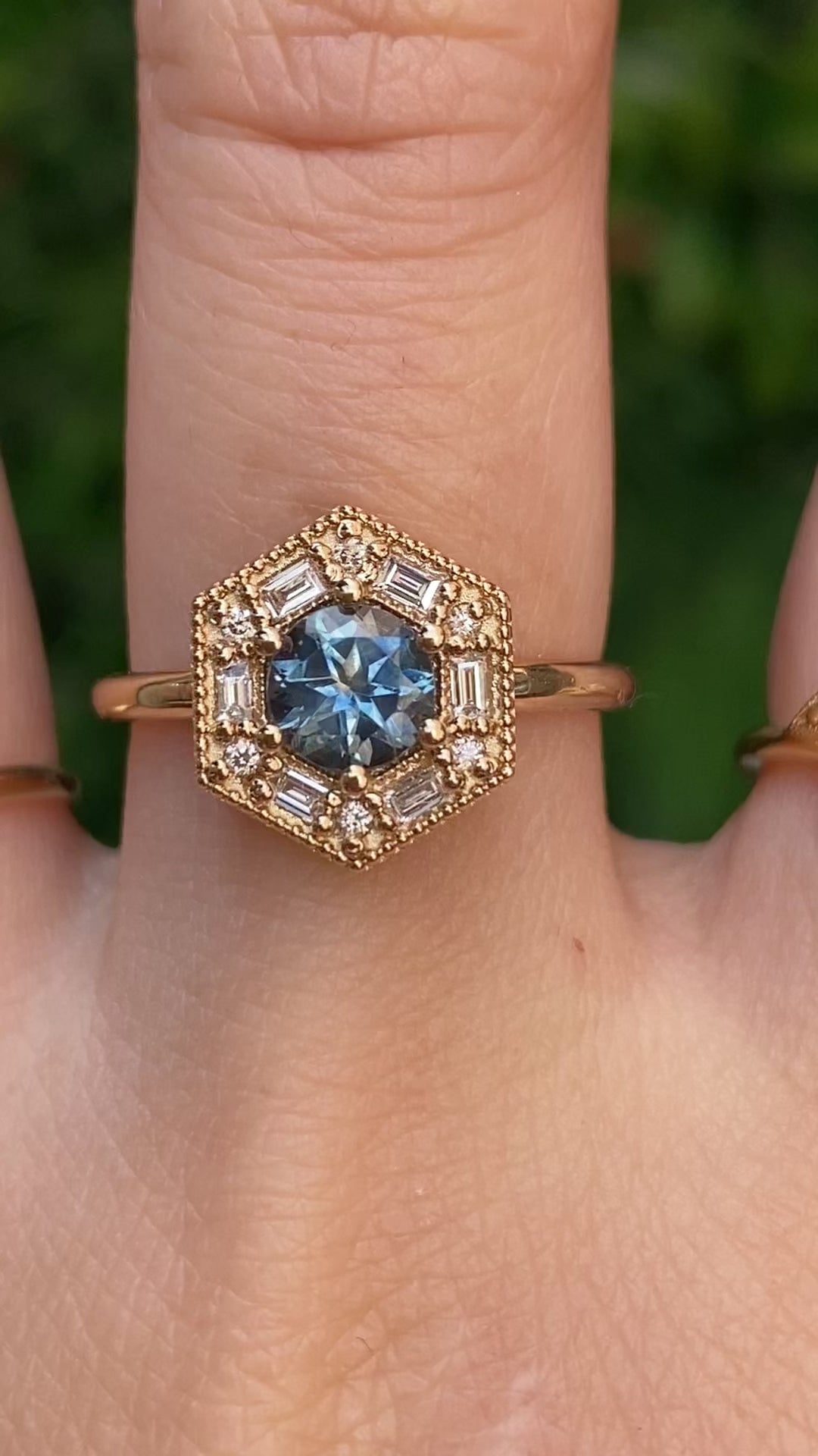 Lila Solitaire Ring, 0.87ct Teal Blue Montana Sapphire