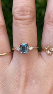 Olivia Ring 1.50ct Teal Blue Montana Sapphire, 14k Yellow Gold (One of a kind)