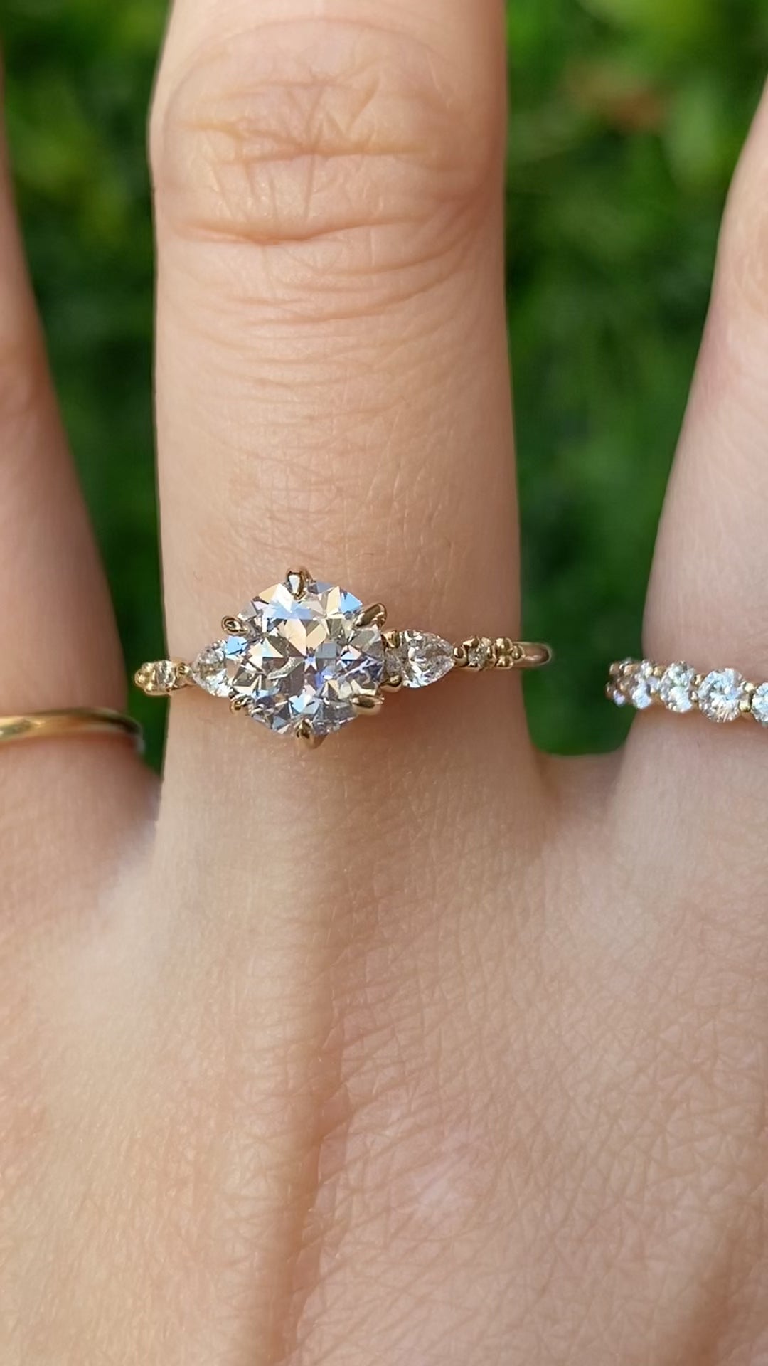 Estel Fleur Petal Ring, GIA Certified 1.30ct Old European Cut Diamond Ring, 14k Yellow Gold (One of a kind)