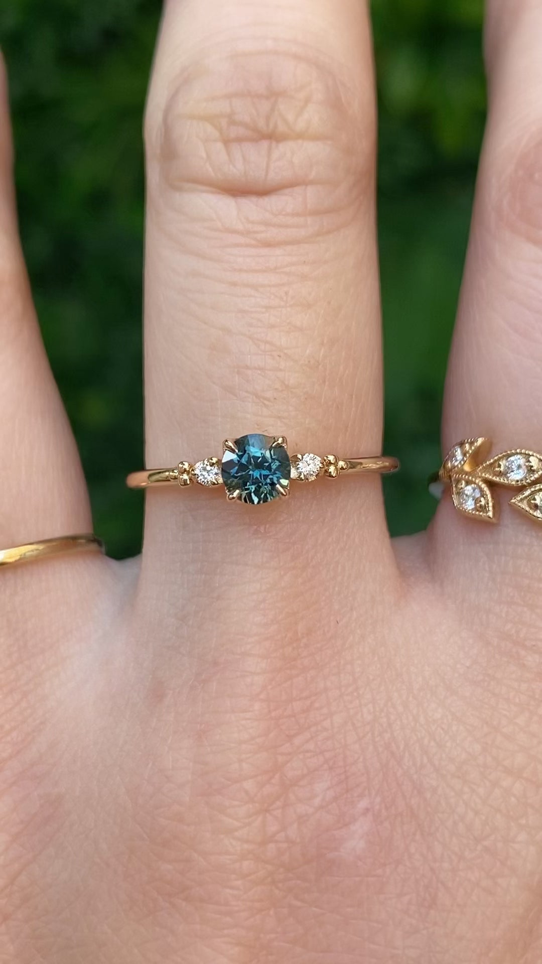 【即日配送】エステルリング ・0.45ct・クイーンズランド産ブルーグリーンサファイア・K14YG