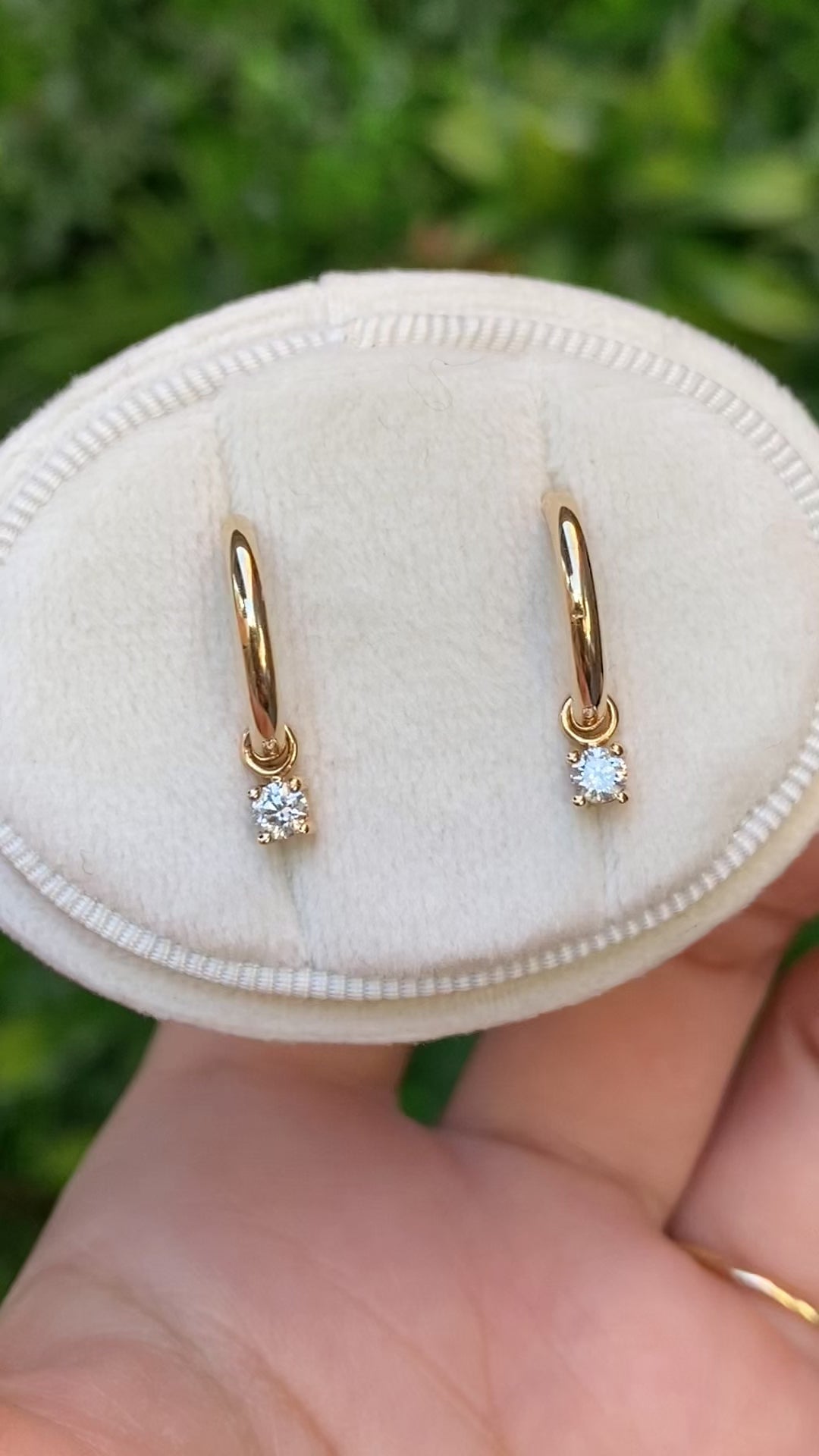 14K Gold 3mm Round Diamond Hoop Earrings | 4-Prong