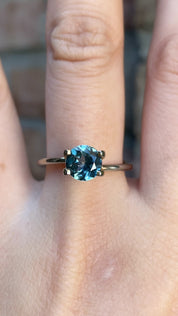 1.38ct Round Cut Blue Green Montana Sapphire SR289