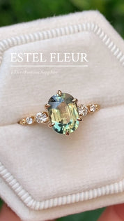 【即日配送】エステルフルールリング ・1.61ct・加熱モンタナ産グリーンイエローサファイア・K14YG