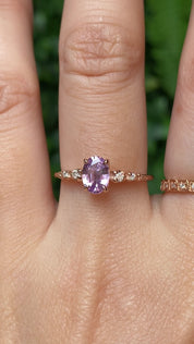 Estel Fleur Four Prongs Ring, Lavender Purple Sapphire, 14k Rose Gold (One of a kind)