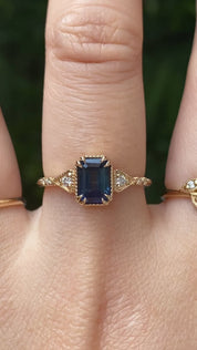 【一点物】アガサリング ・1.06ct・加熱モンタナ産ティールブルーサファイア・K14YG
