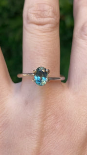 1.24ct Oval Cut Blue Green Montana Sapphire SO686