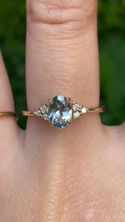 Teresa Ring, 0.91ct Light Blue Green Montana Sapphire