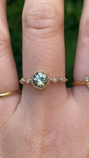 Celeste Ring, 1.13ct Green Yellow Montana Sapphire