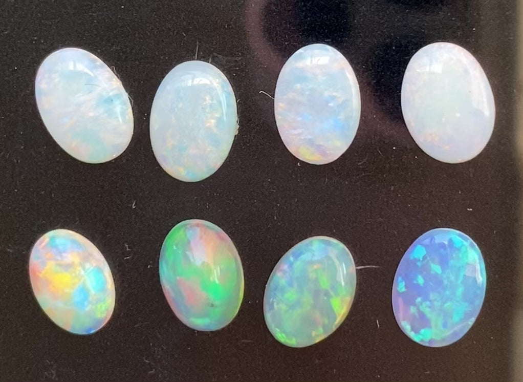 Calibrated White and Rainbow Opal (7x5mm)