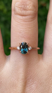 Emilie Ring, 1.23ct Blue Green Queensland Sapphire
