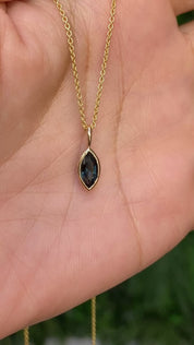 14K Gold Patia Marquise Blue Sapphire Charm 8.5mm