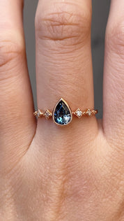 【一点物】セレステリング ・0.89ct・加熱モンタナ産ブルーグリーンサファイア・K14YG