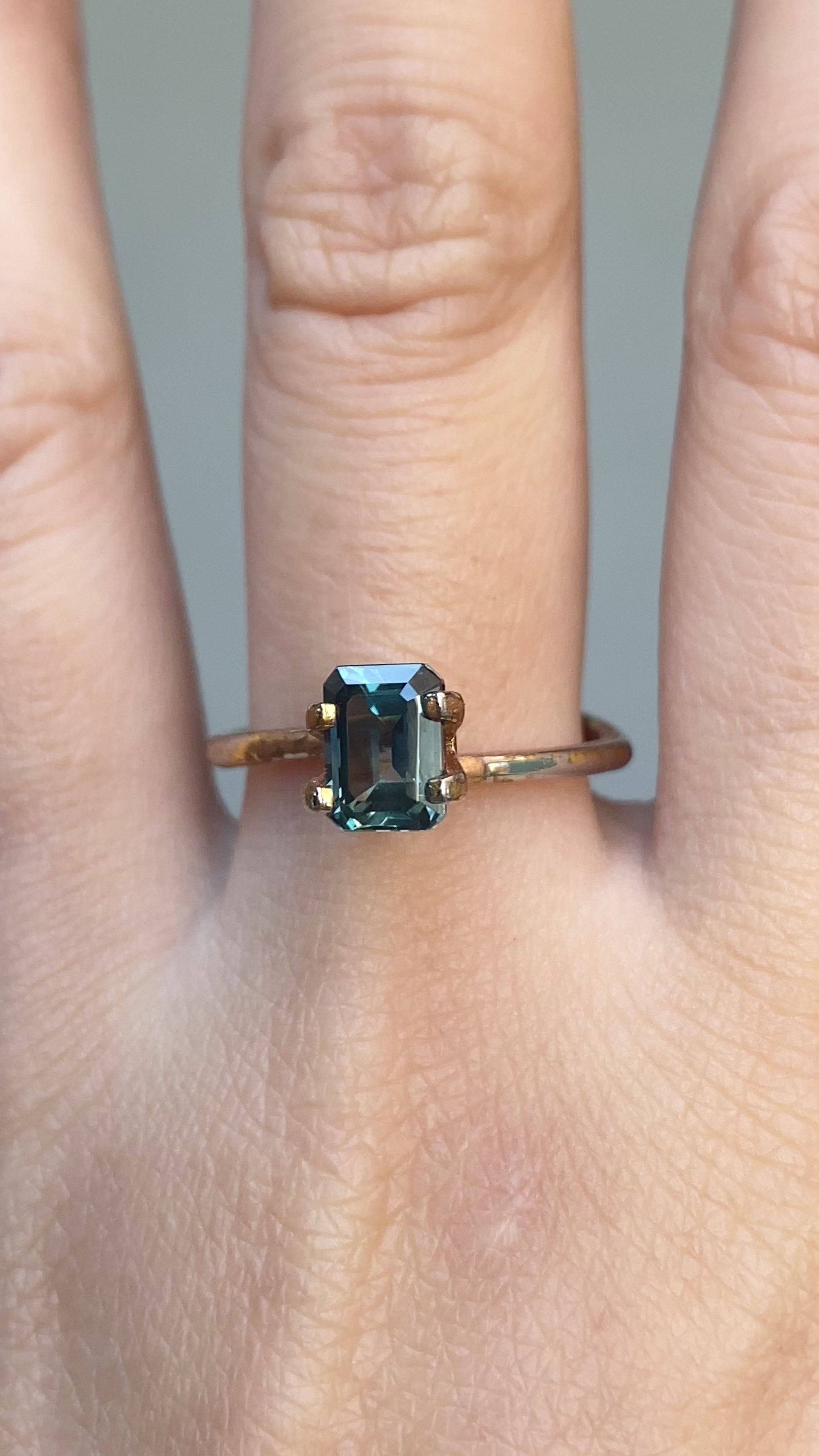 1.71ct Emerald Cut Peacock Blue Green Montana Sapphire SF344