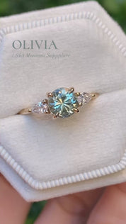 Olivia Ring, 1.64ct Mint Green Montana Sapphire