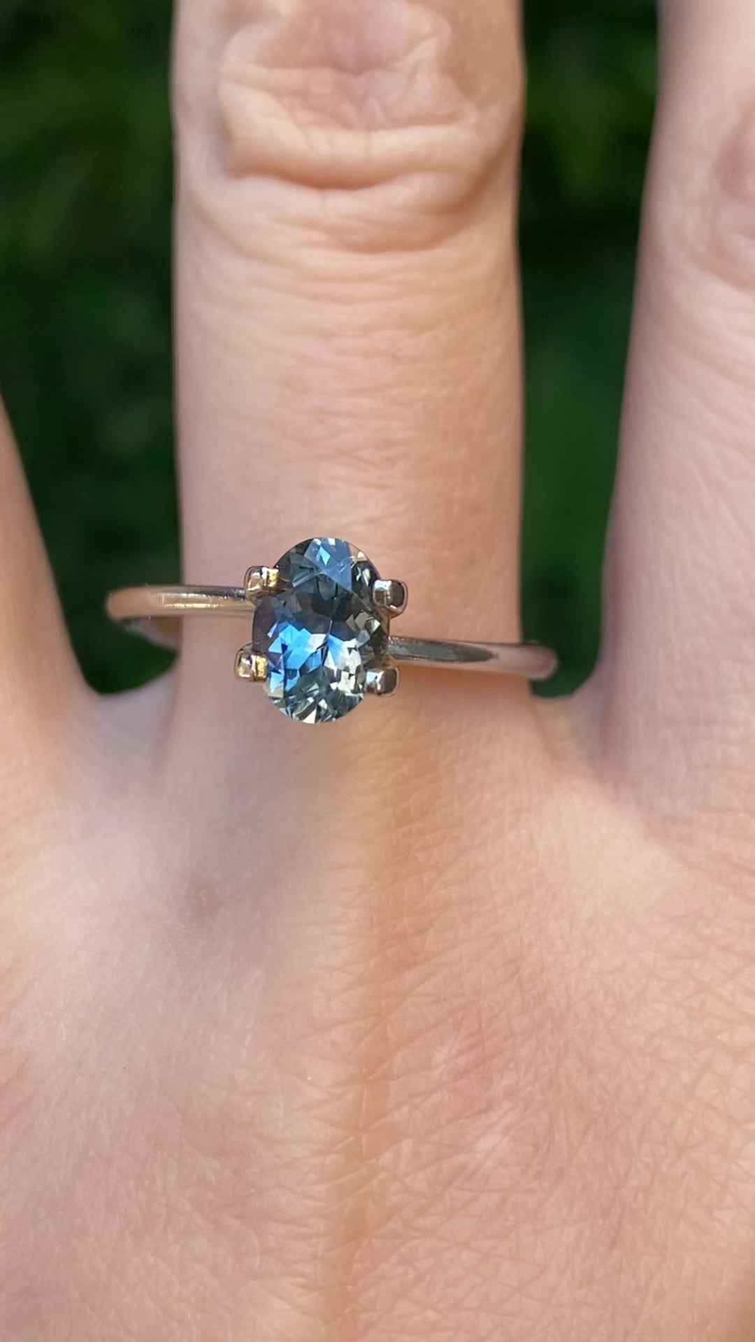 1.38ct Oval Cut Light Blue Green Montana Sapphire SO685