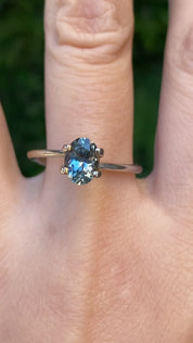1.38ct Oval Cut Light Blue Green Montana Sapphire SO685
