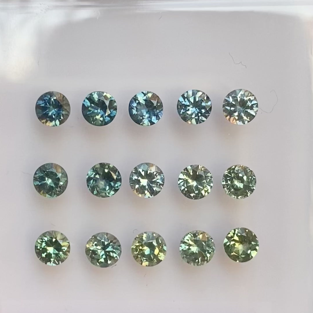Various 0.40-0.50ct 4.5mm Montana sapphires in blue, green, blue green