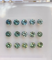Various 0.40-0.50ct 4.5mm Montana sapphires in blue, green, blue green